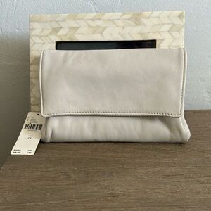 Anthropologie Leather Ivory Cream Clutch Purse